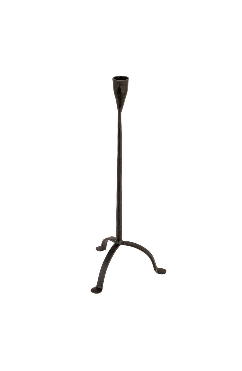 Storied Home 16"H Hand-Forged Cast Metal Footed Taper Holder, Black, Main, color, Black