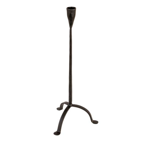 Storied Home 16"h Hand-forged Cast Metal Footed Taper Holder, Black