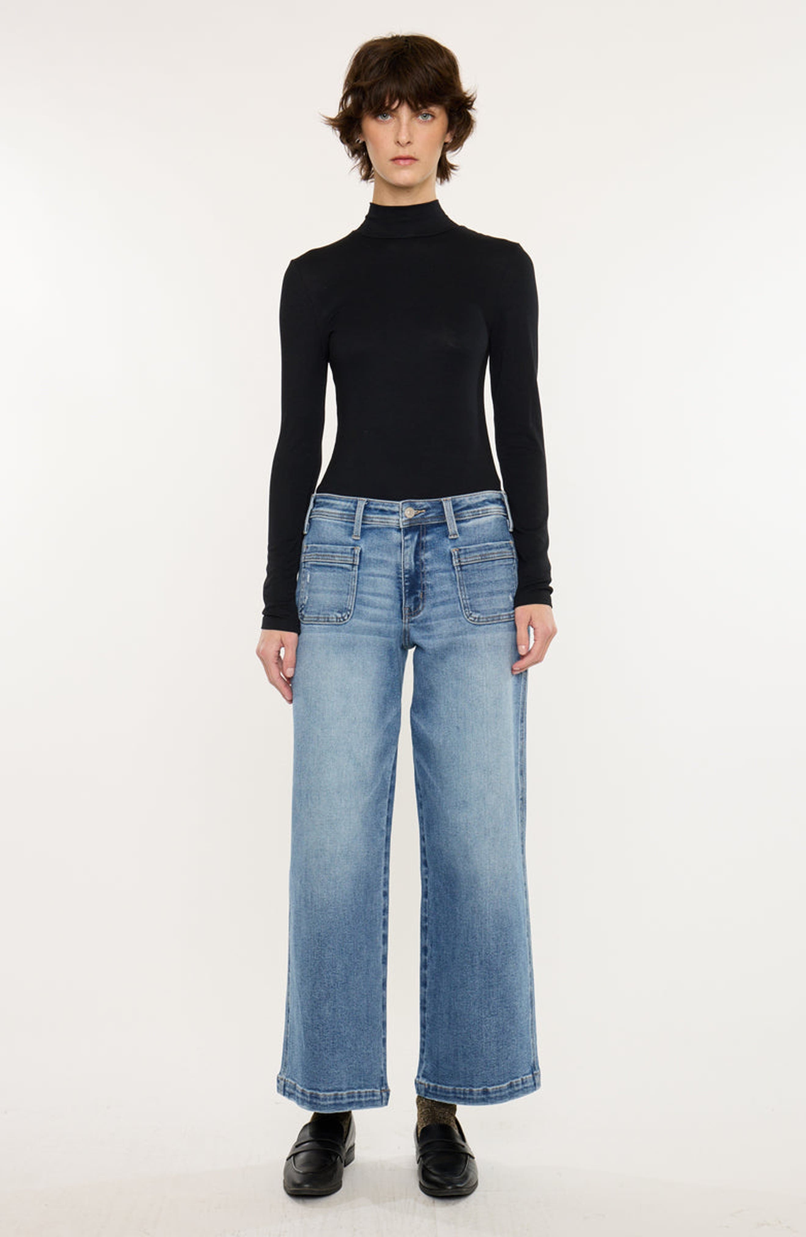 Amma Essentials Mid Rise Ankle Wide Leg Jeans