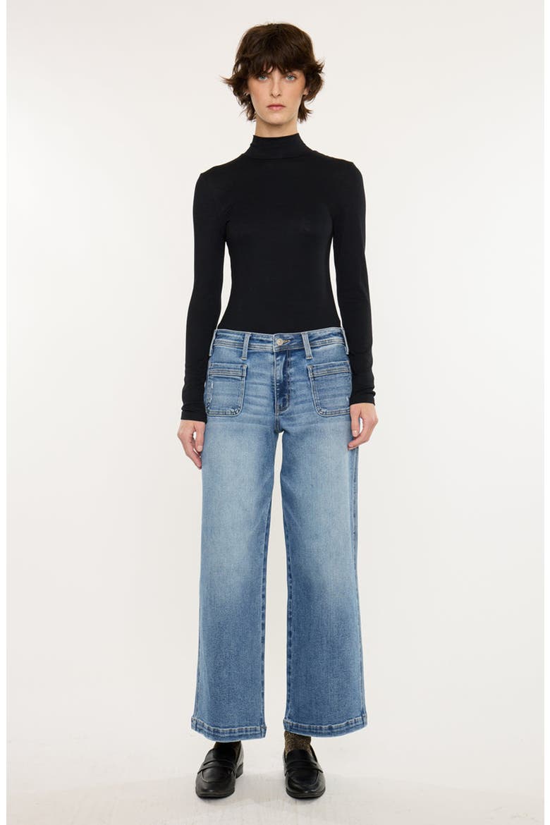 Amma Essentials Mid Rise Ankle Wide Leg Jeans, Main, color, Medium Dark Wash