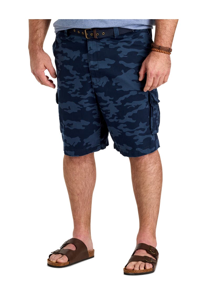 Big & Tall Belted Cargo Shorts, Main, color, SAPPHIRE CAMO