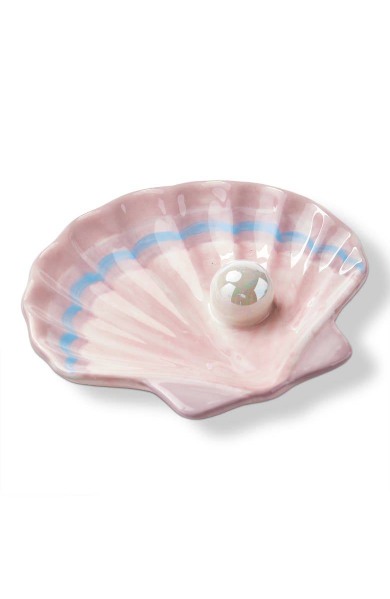 tag Pearl Shell Trinket Dish Decorative Box Multi Earthenware 5.38 x 4.5 x 0.75 in, Main, color, Multicolored