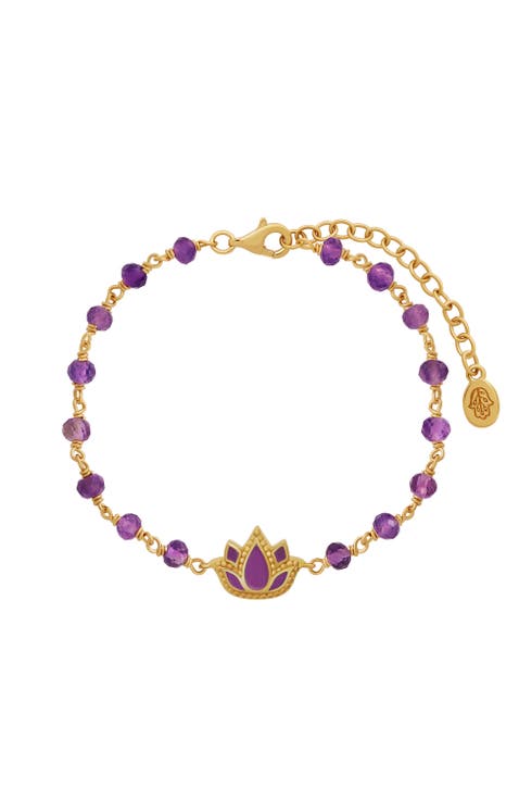 Radiant Calm Amethyst Lotus Gold Bracelet