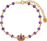 Karma and Luck Radiant Calm Amethyst Lotus Gold Bracelet