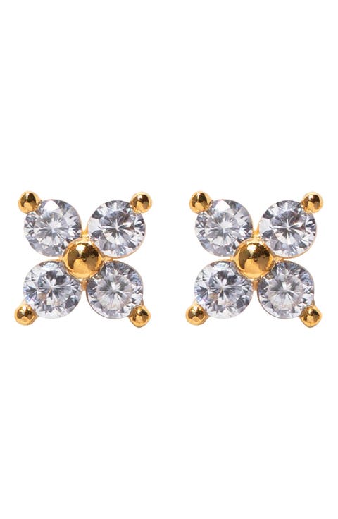 Teeny Tiny Cubic Zirconia Cluster Stud Earrings