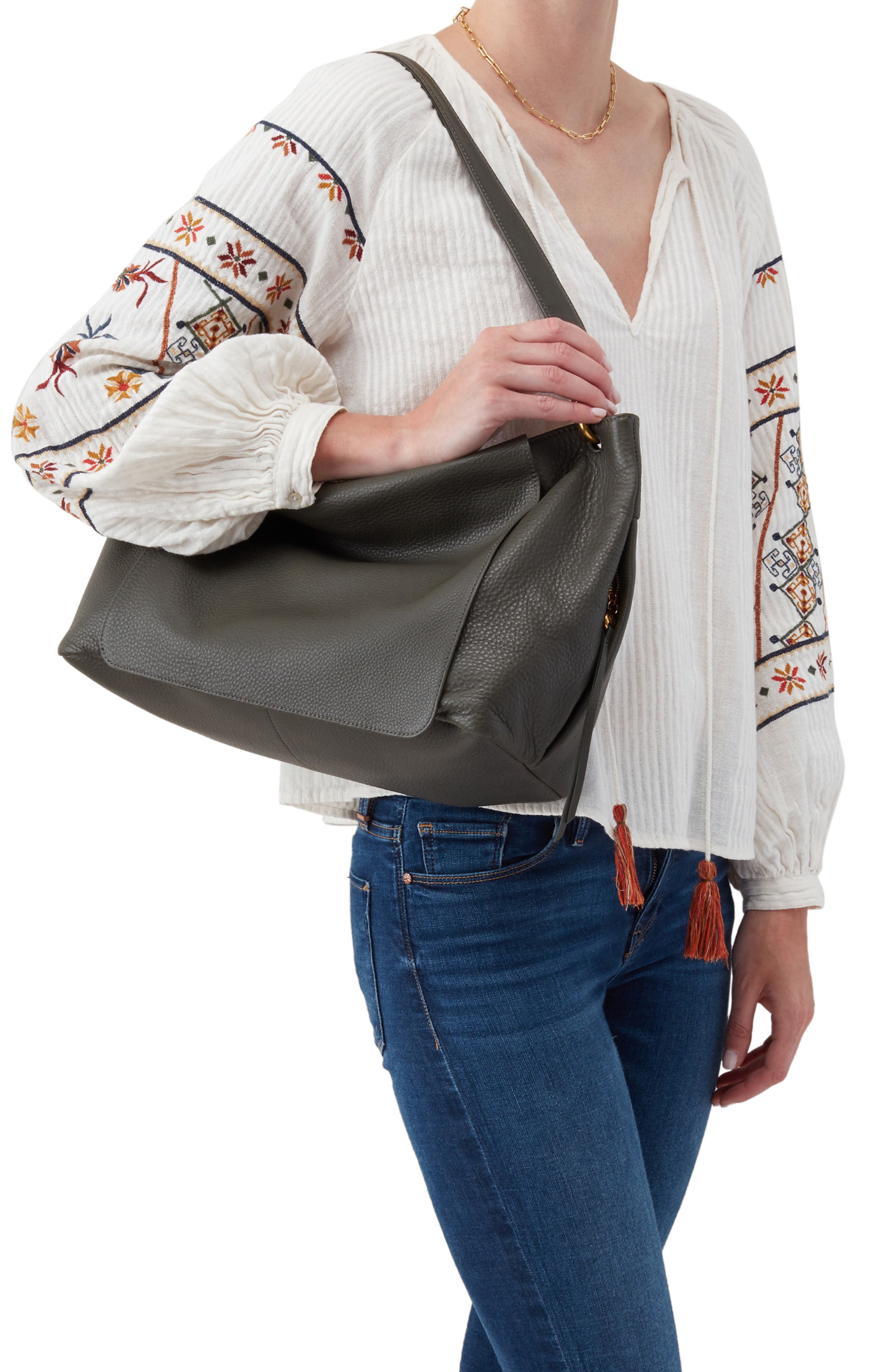 Ventura Leather Shoulder Bag, Alternate, color, SAGE BRUSH