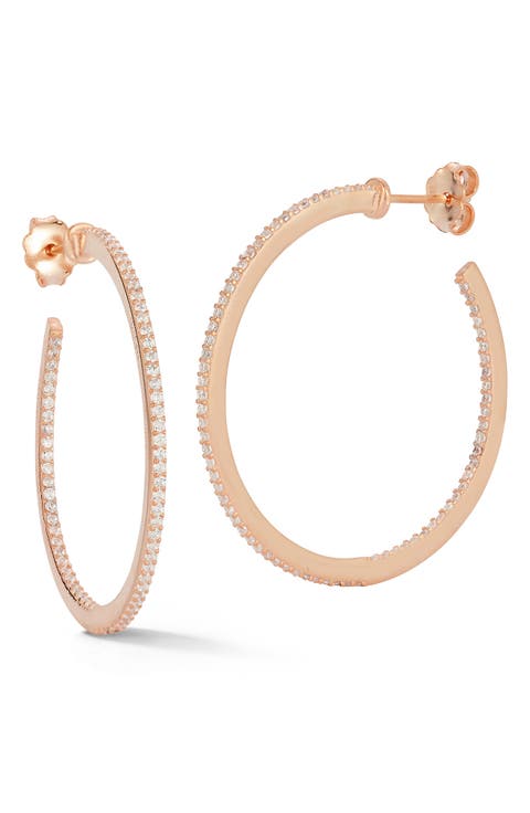 1.4-Inch Cubic Zirconia Hoop Earrings