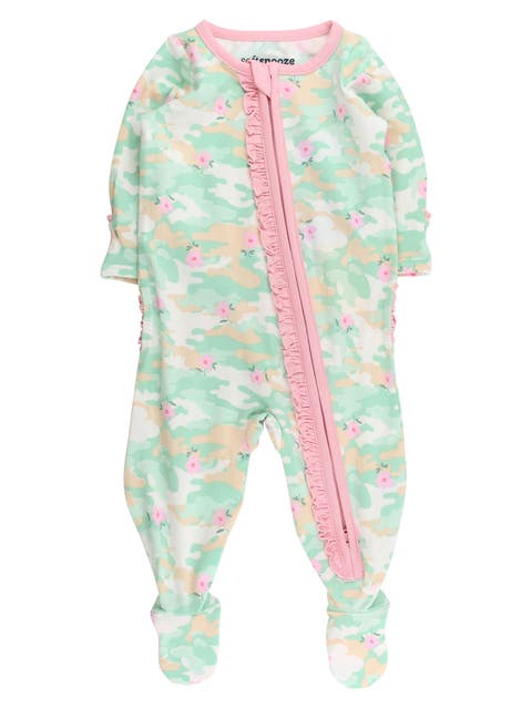 Baby Girls Modal Blend Ruffle One Piece Footie Pajamas