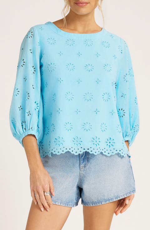 Kashira Eyelet Puff Sleeve Top