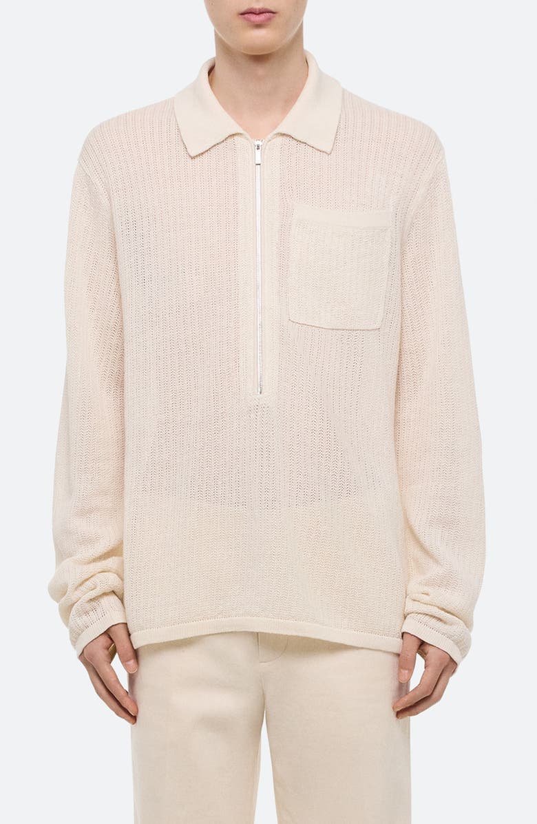 Helmut Lang Half Zip Linen Sweater, Main, color, Ivory
