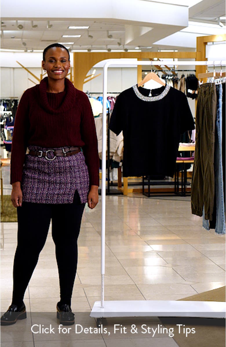 Rhinestone Collar Short Sleeve Sweater, sales video thumbnail