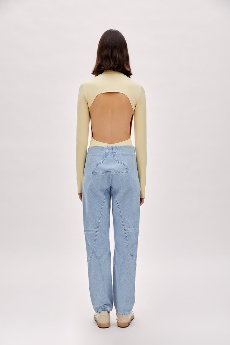 Cotton Stitch Detail Straight Denim, Alternate, color, blue