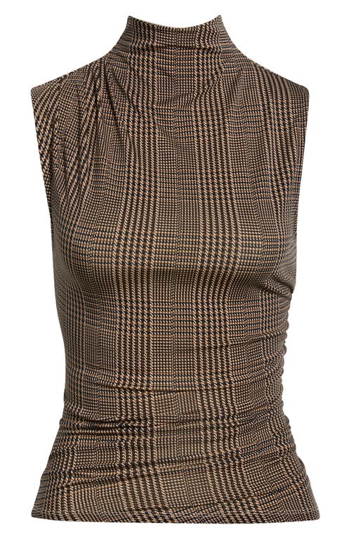 Veronica Beard Mylie Mock Neck Sleeveless Top In Brown