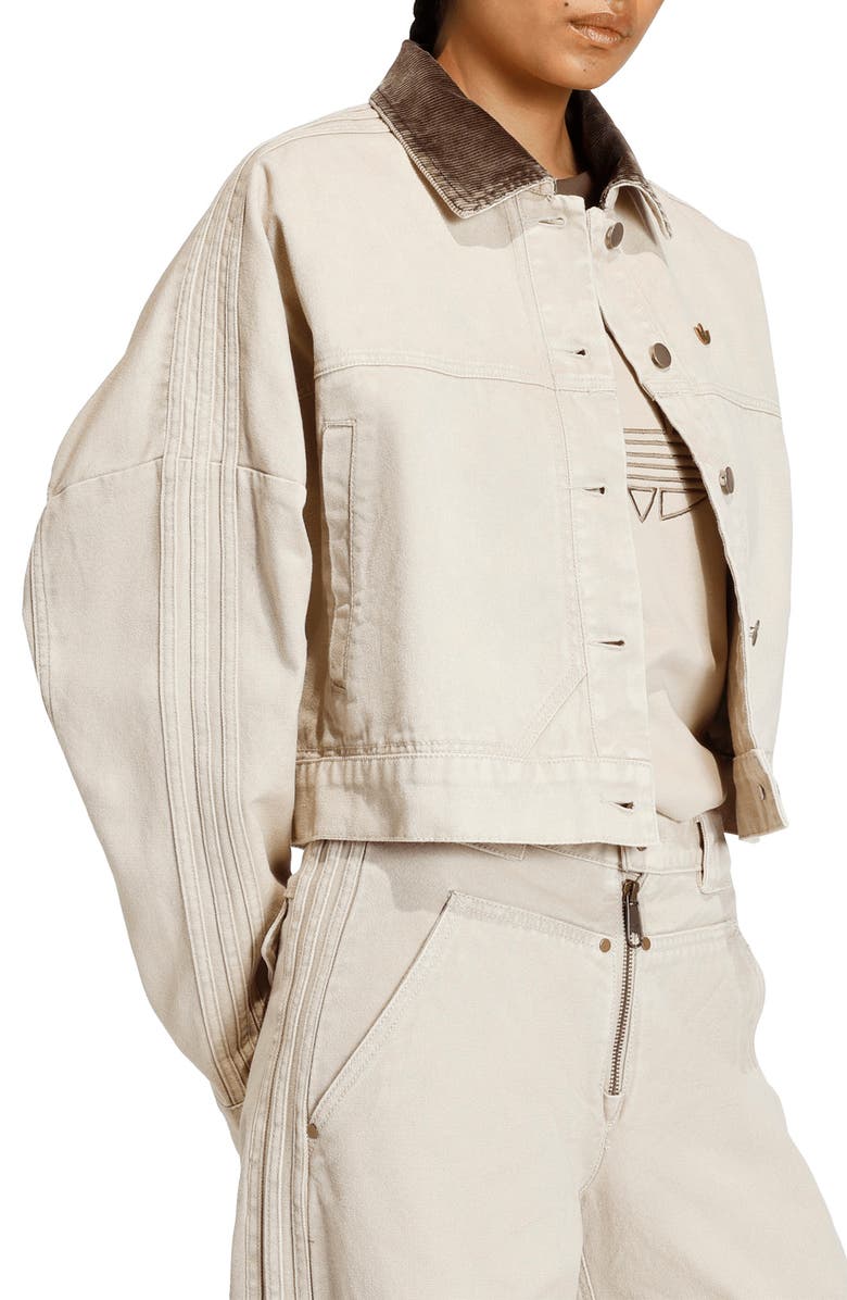 adidas Originals Essential Canvas Oversize Track Jacket, Alternate, color, Stone Khaki