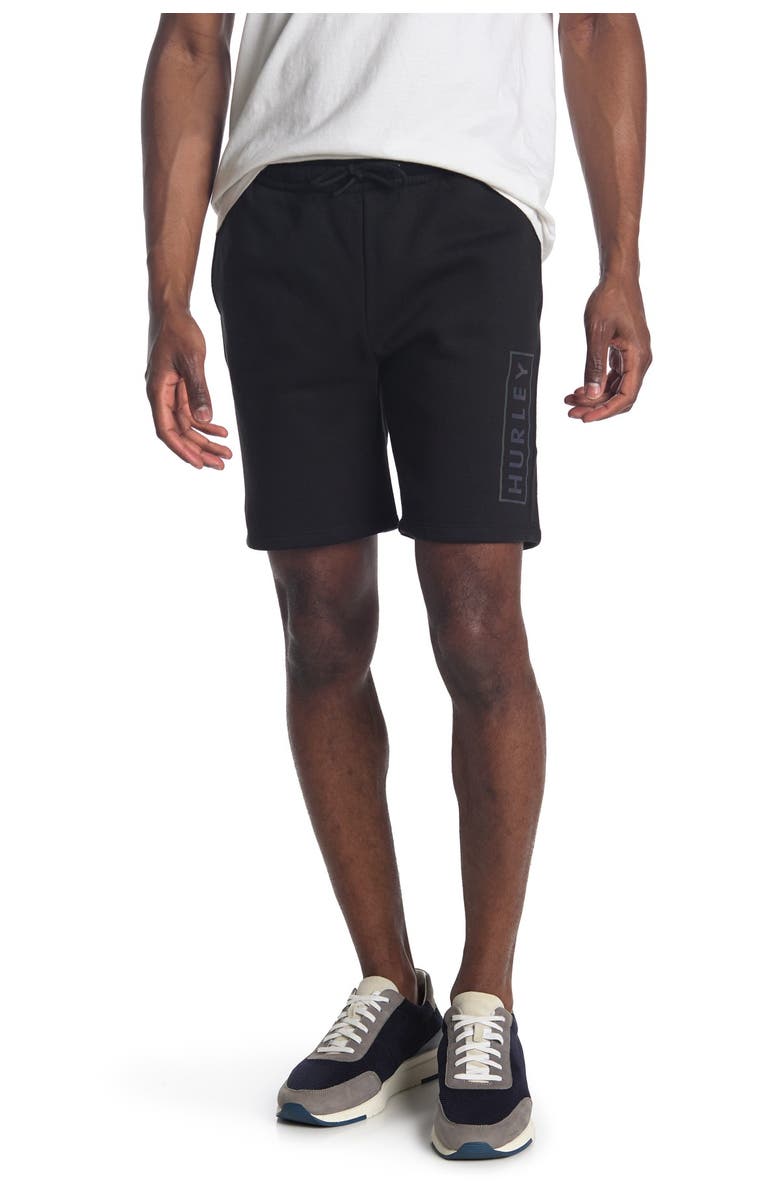 Hurley Boxed Logo Fleece Shorts, Main, color, 