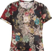 Alice + Olivia Tess Floral Print Mesh Top