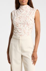 NORDSTROM RACK Sleeveless Ruched Mock Neck Top