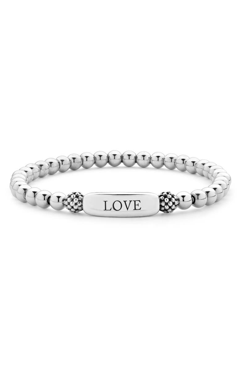 LAGOS Signature Caviar Love Stretch Bracelet, Main, color, Silver
