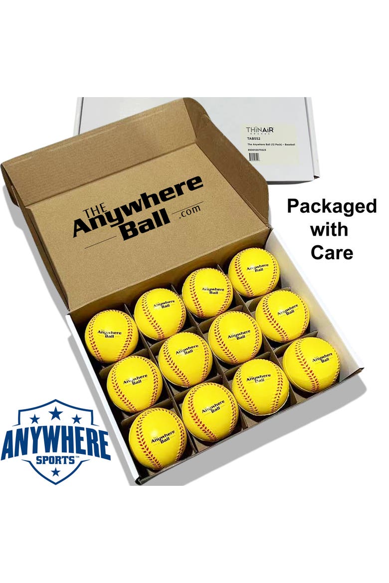 The Anywhere Ball 12 Pack, 3 Inch Squishy Foam Balls, Alternate, color, Yellow