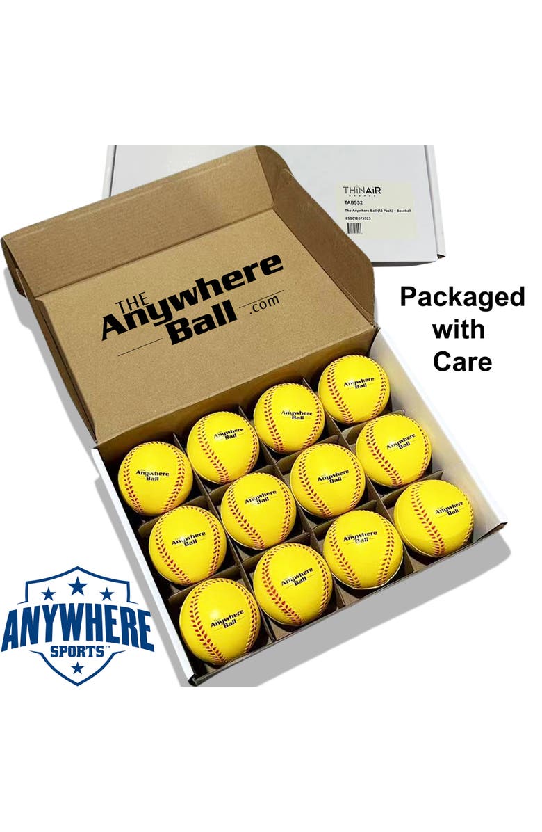 Anywhere Sports The Anywhere Ball 12 Pack, 3 Inch Squishy Foam Balls, Alternate, color, Yellow