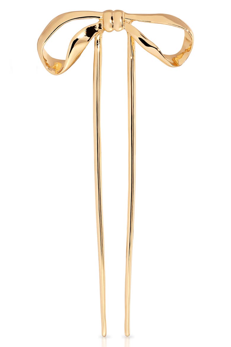 Bow Organica Hair Pin, Main, color, GOLD