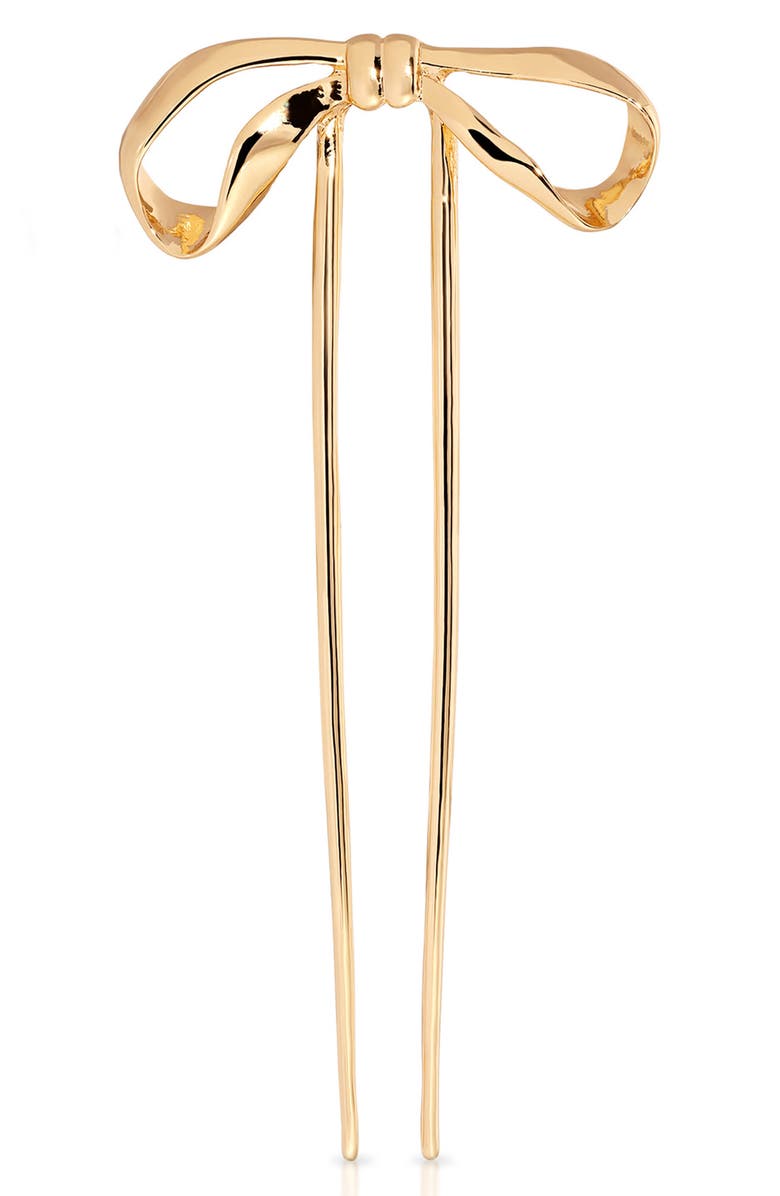 Ettika Bow Organica Hair Pin, Main, color, Gold