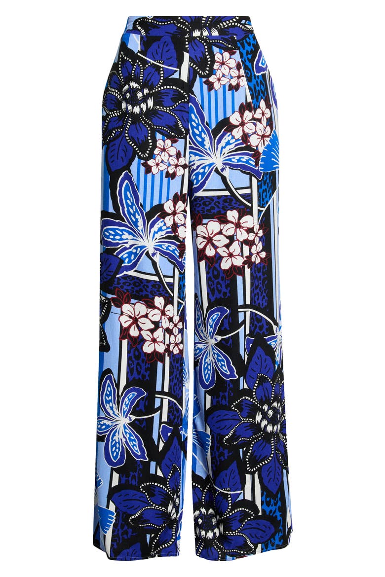 Jabi Elena Floral Wide Leg Pants, Alternate, color, BROWN-BLUES