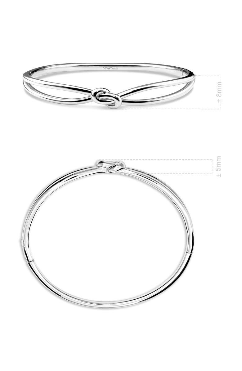 DEVATA Love Knot Bangle Bracelet in Rhodium Plated Sterling Silver, Alternate, color, Silver