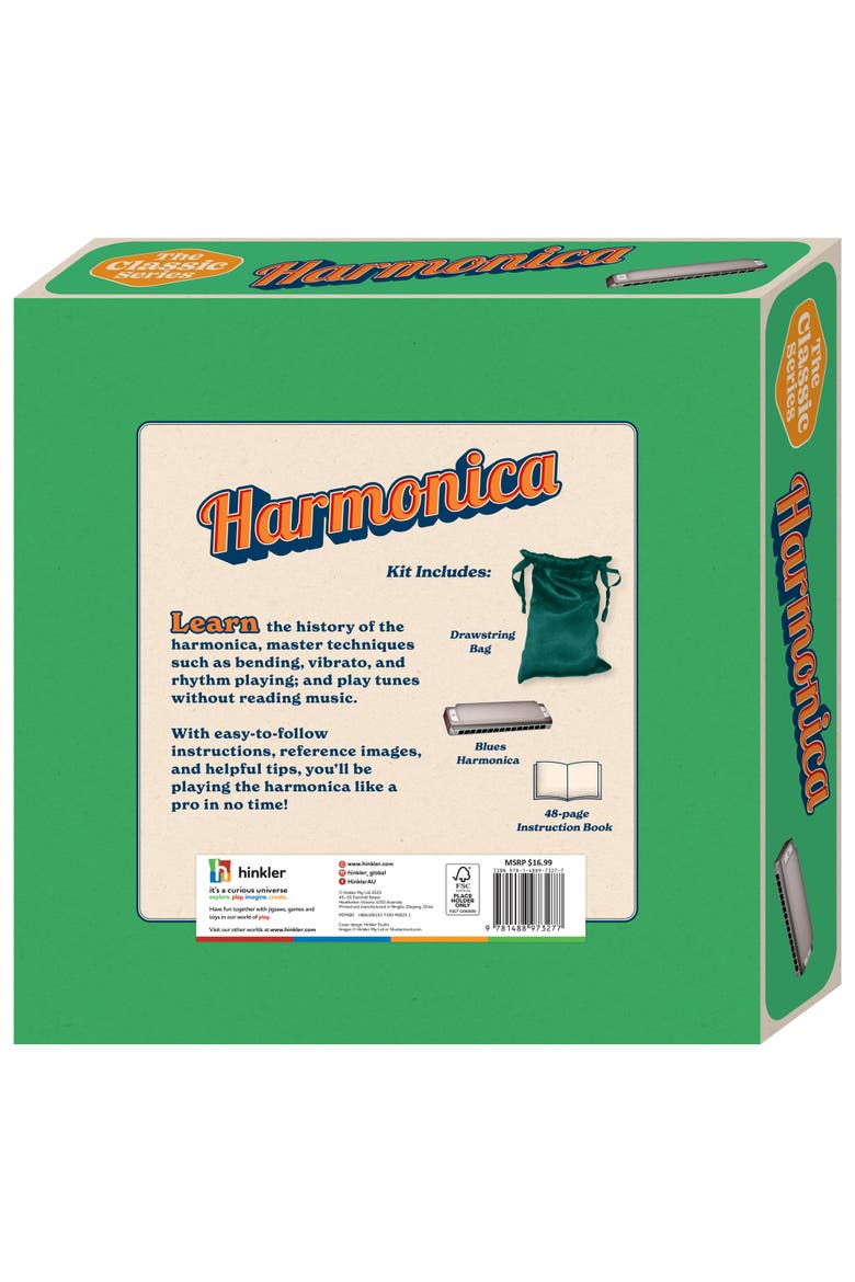 Retro Box, Learn Harmonica, Musical Kit, Instruction Book, All Age, Alternate, color, Multicolored