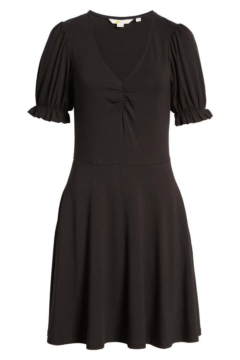 Puff Sleeve Jersey Minidress, Alternate, color, BLACK