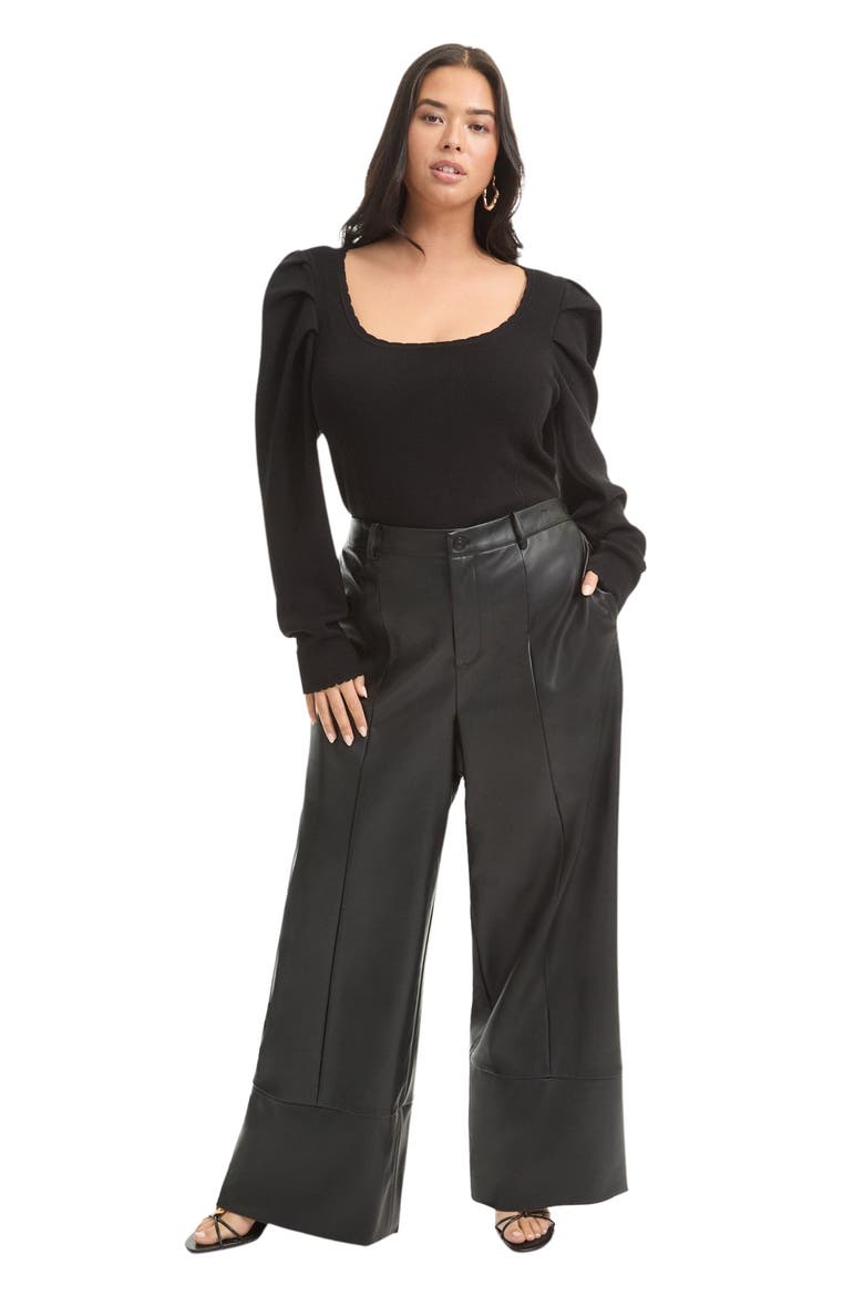 Cuffed Faux Leather Pants, Main, color, BLACK ONYX