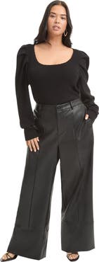 June + Vie Cuffed Faux Leather Pants