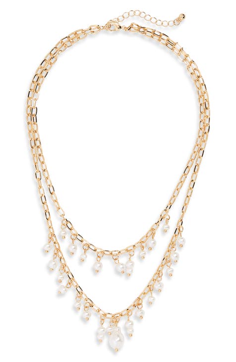 Faux Pearl Layered Necklace