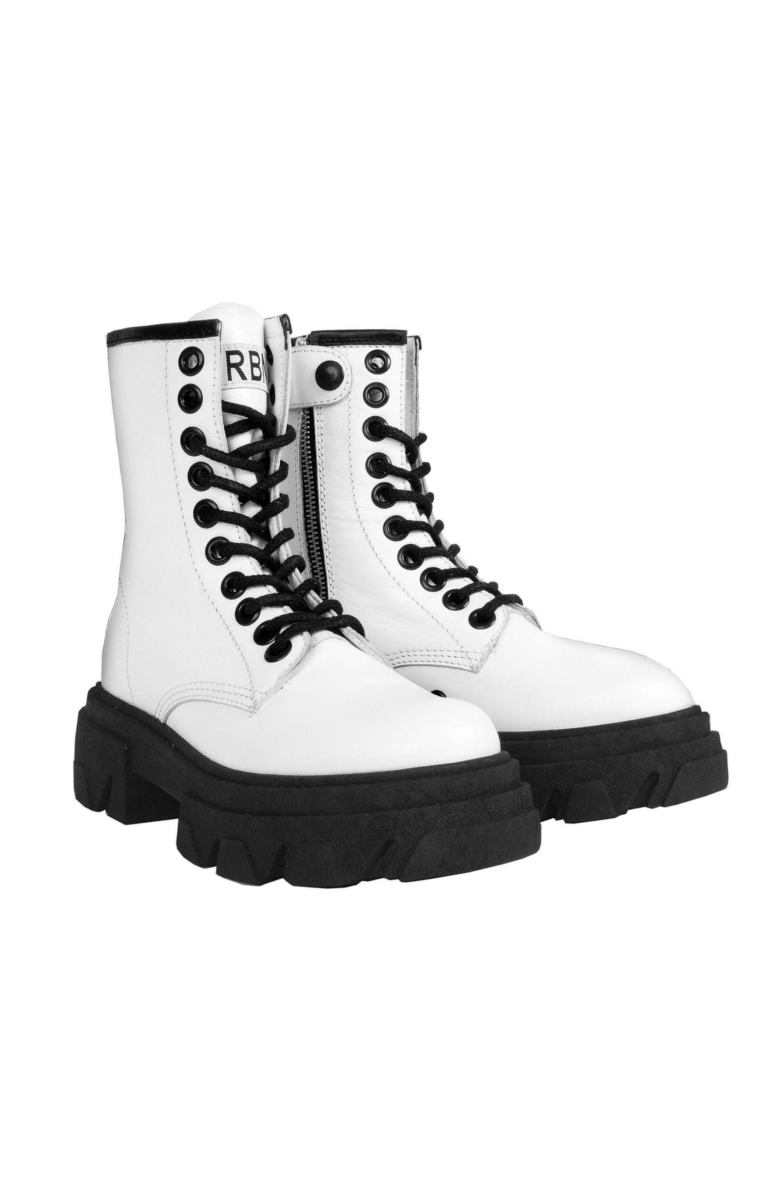 URBNKICKS Genuine Leather Combat Boots, Alternate, color, White