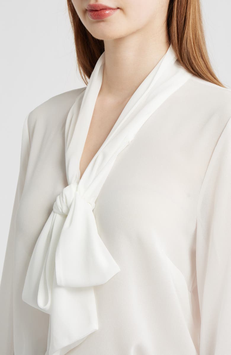 Tahari ASL Tie Neck Top, Alternate, color, Ivory