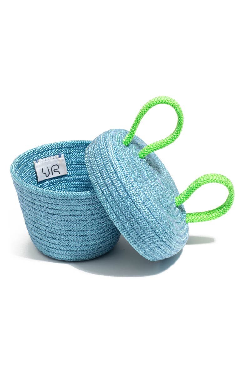 UGLY RUGLY Mini Lidded Storage Basket, Alternate, color, Baby Blue Lime