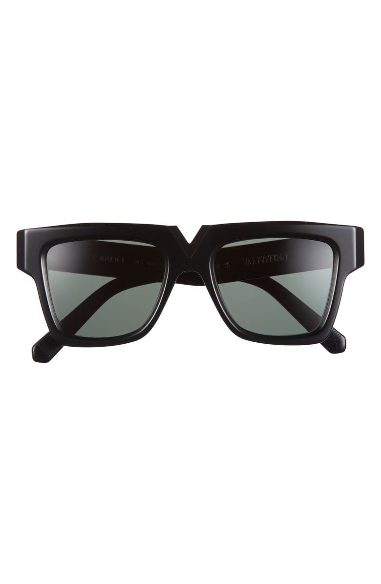 Valentino 57mm Novelty Square Sunglasses, Main, color, Black Black Grey