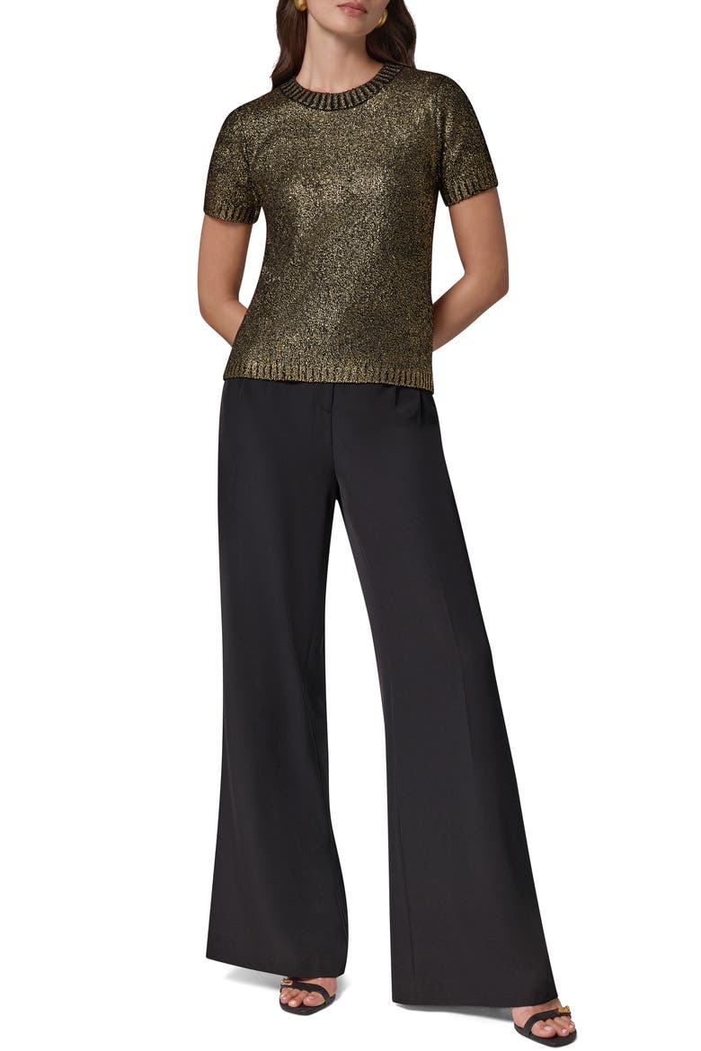 Foil Boucle Sweater, Alternate, color, BLACK/ GOLD