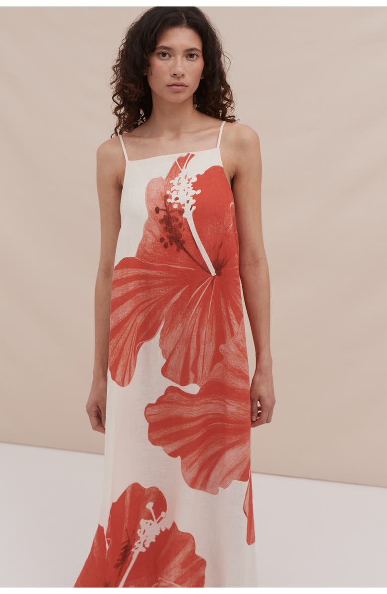 Desmond & Dempsey Square Nightie, Alternate, color, Grand Hibiscus Cream/Red