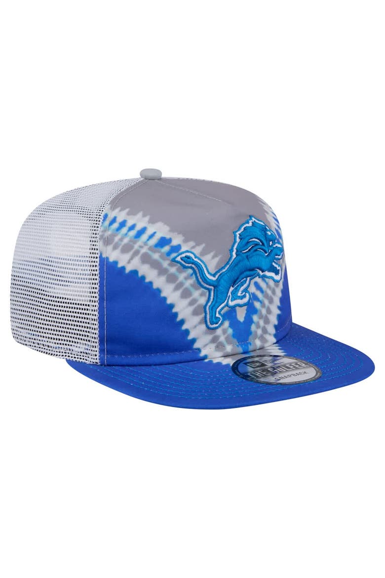 Men's New Era Gray/Blue Detroit Lions Throwback Dye Golfer Snapback Hat, Alternate, color, Gray