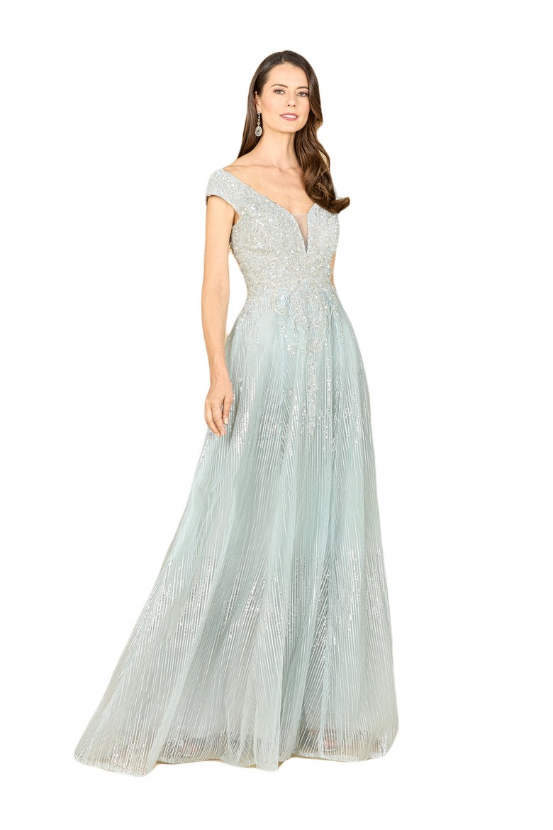 Cap Sleeve Lace Ballgown, Main, color, DustySage