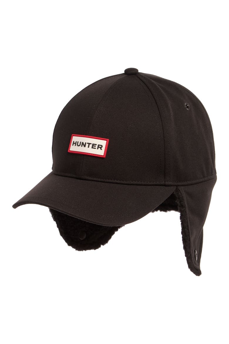 Faux Shearling Lined Flap Trapper Cap, Alternate, color, BLACK