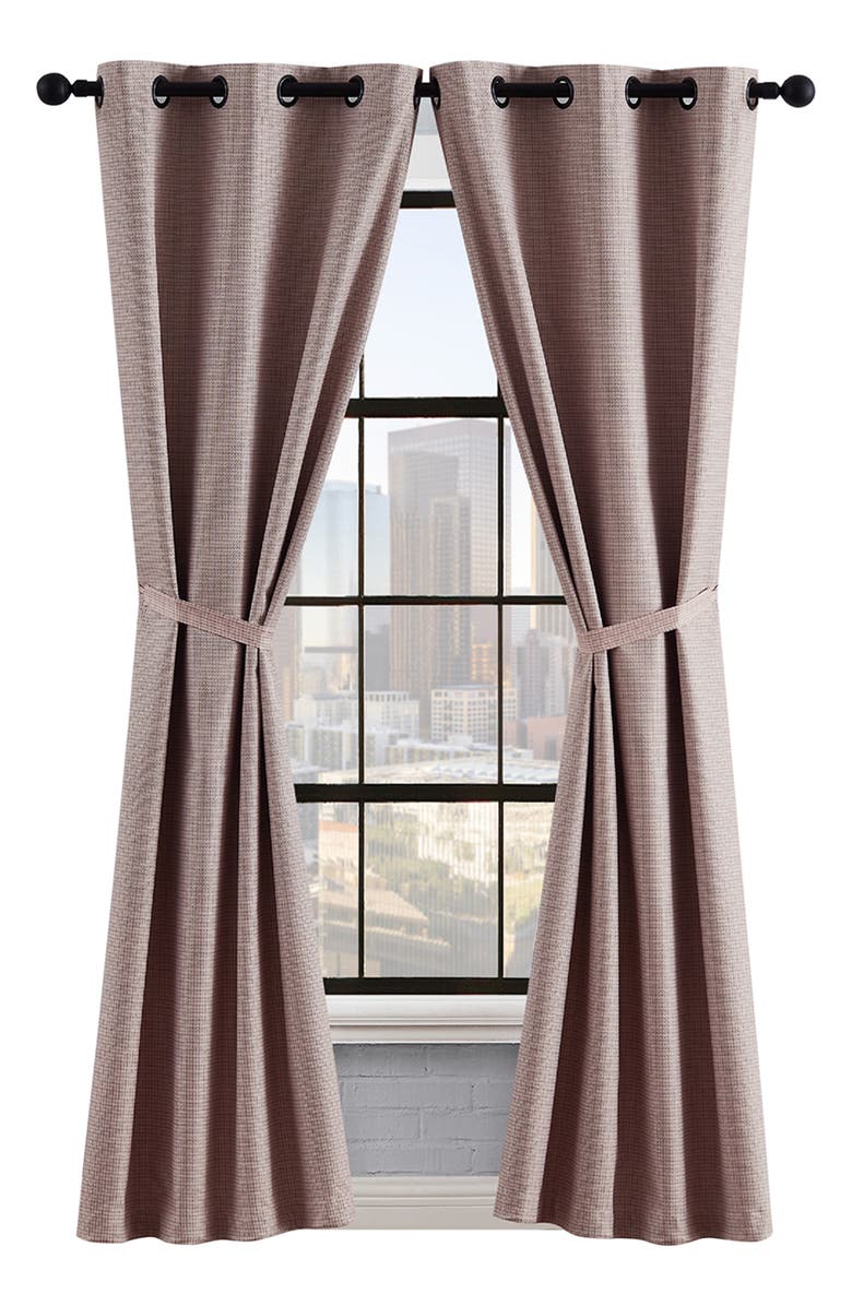 Lucky Brand Finley Textured Blackout Set of 2 Curtain Panels, Main, color, Blush Pink