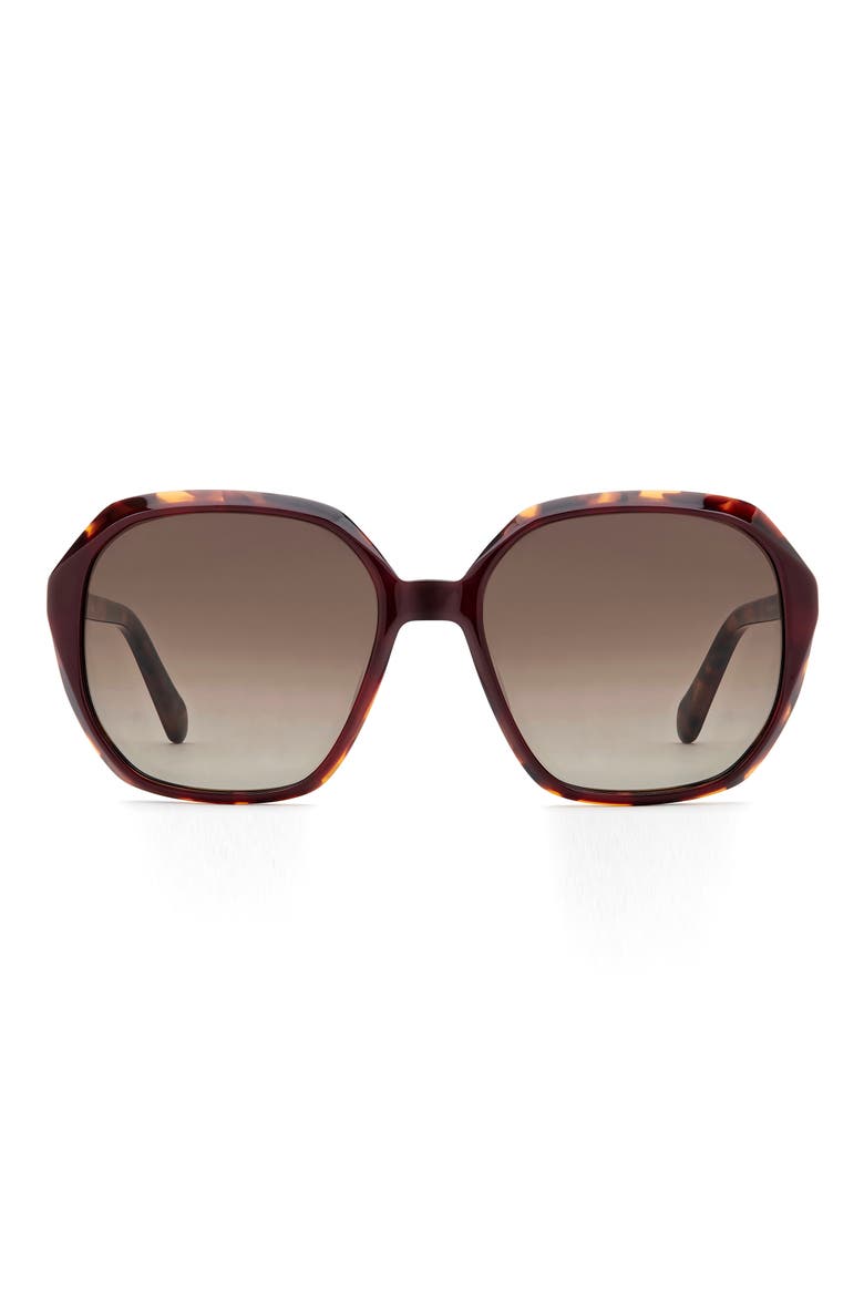 54mm Gradient Rectangular Sunglasses, Main, color, BURGUNDY HAVANA
