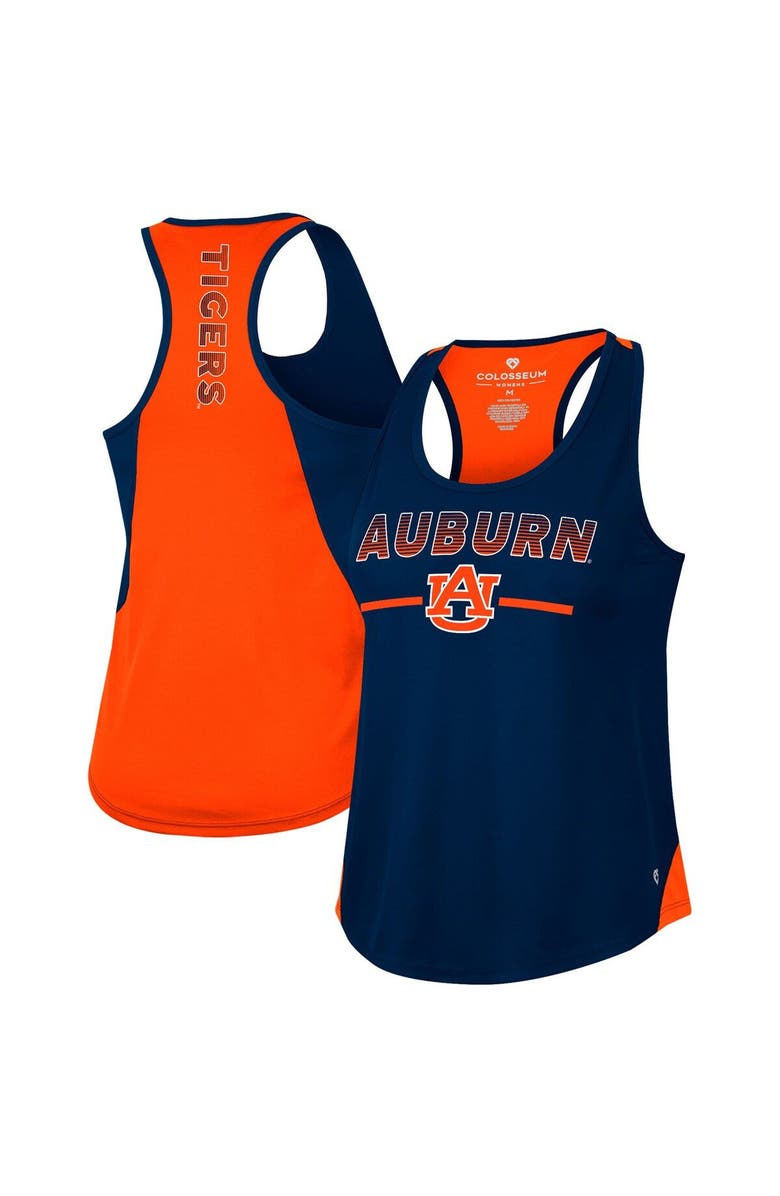 COLOSSEUM Women's Colosseum Navy Auburn Tigers Sachs 2-Hit Scoop Neck Racerback Tank Top, Main, color,