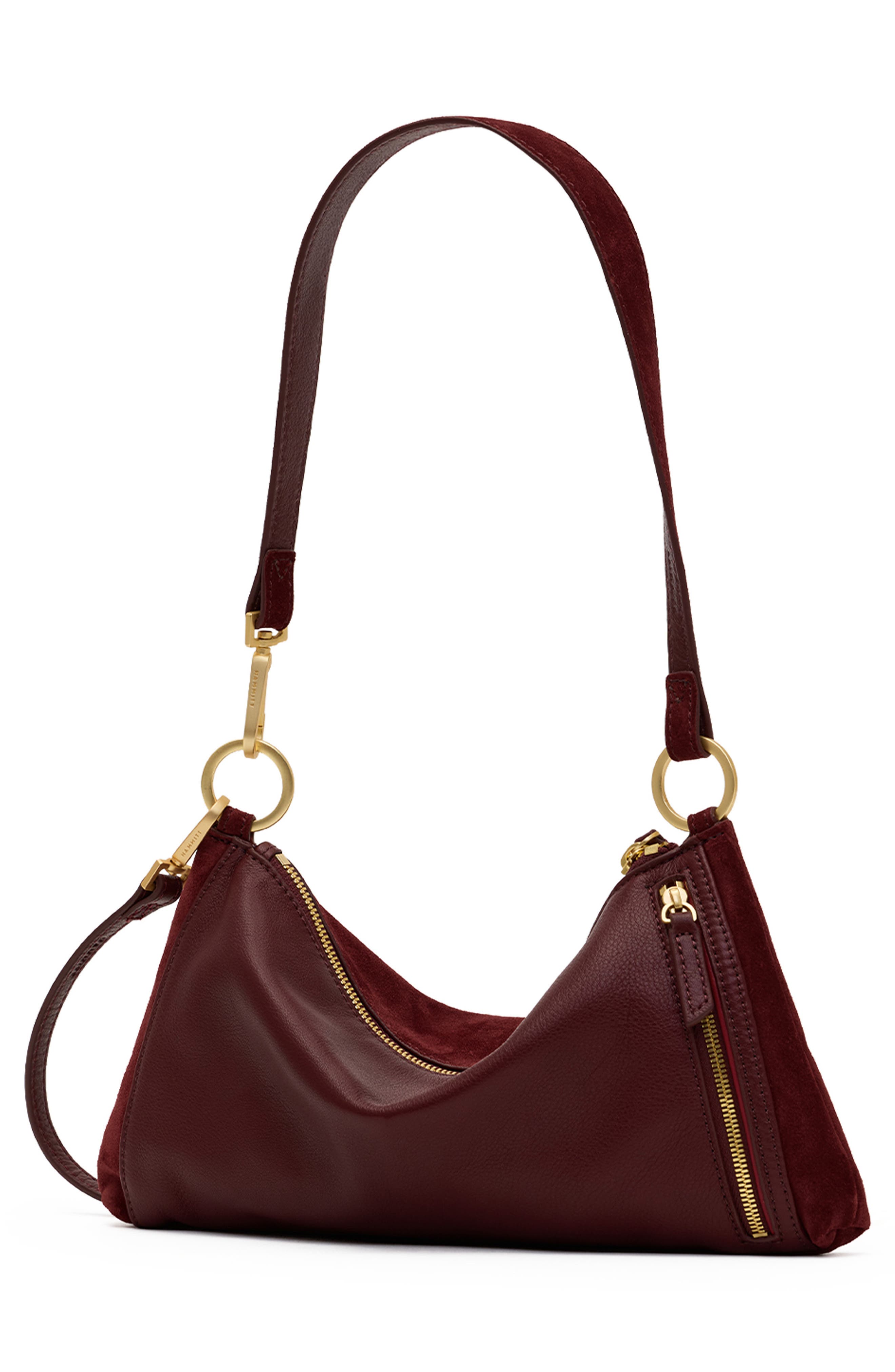 Kyle Suede Shoulder Bag, Alternate, color, CHERRYWOOD SUEDE/ BRUSHED GOLD