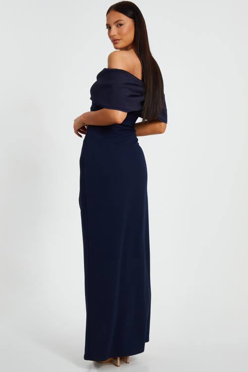 Quiz Scuba Crepe Contrast Wrap Maxi Dress In Black