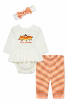 Halloween 3-Piece Bodysuit, Pants & Headband Set