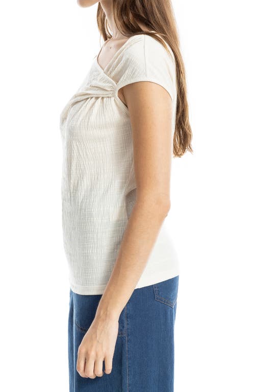 Max Studio Textured Side Gather Top In White
