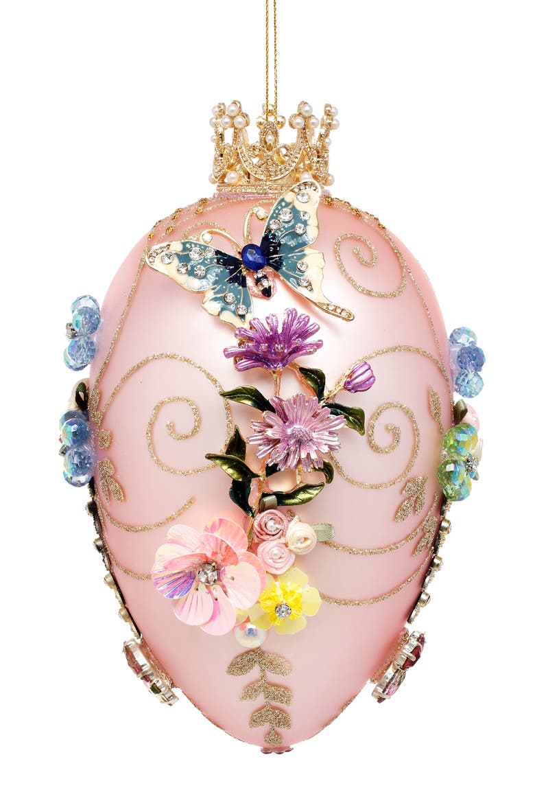 Faberge Jewel Egg Ornament, Pink, Butterfly, Main, color, Light Pink